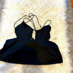 Black Tie-Up Crop Top